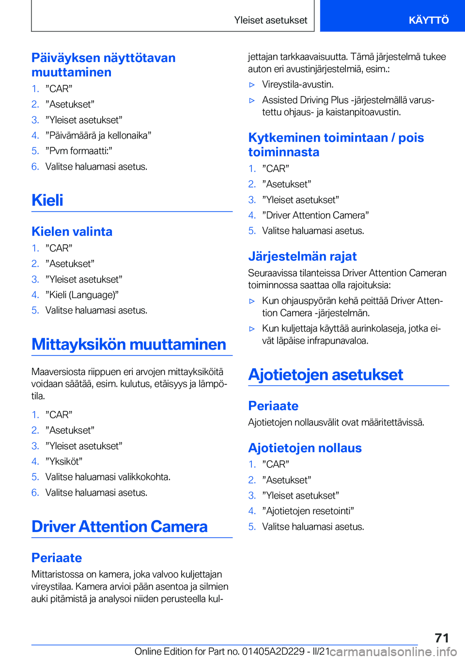 BMW X6 M 2021  Omistajan Käsikirja (in Finnish) �P�