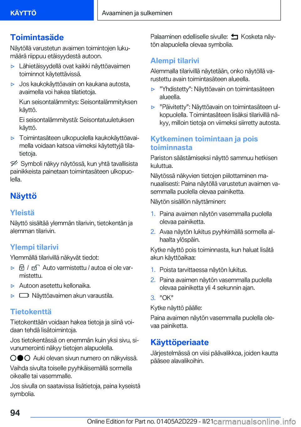 BMW X6 M 2021  Omistajan Käsikirja (in Finnish) �T�o�i�m�i�n�t�a�s�
