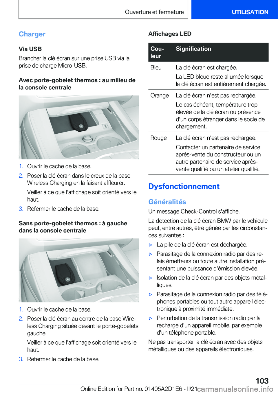 BMW X6 M 2021  Notices Demploi (in French) �C�h�a�r�g�e�r
�V�i�a��U�S�B
�B�r�a�n�c�h�e�r��l�a��c�l�é��é�c�r�a�n��s�u�r��u�n�e��p�r�i�s�e��U�S�B��v�i�a��l�a
�p�r�i�s�e��d�e��c�h�a�r�g�e��M�i�c�r�o�-�U�S�B�.
�A�v�e�c��p�o�r�t�e�-