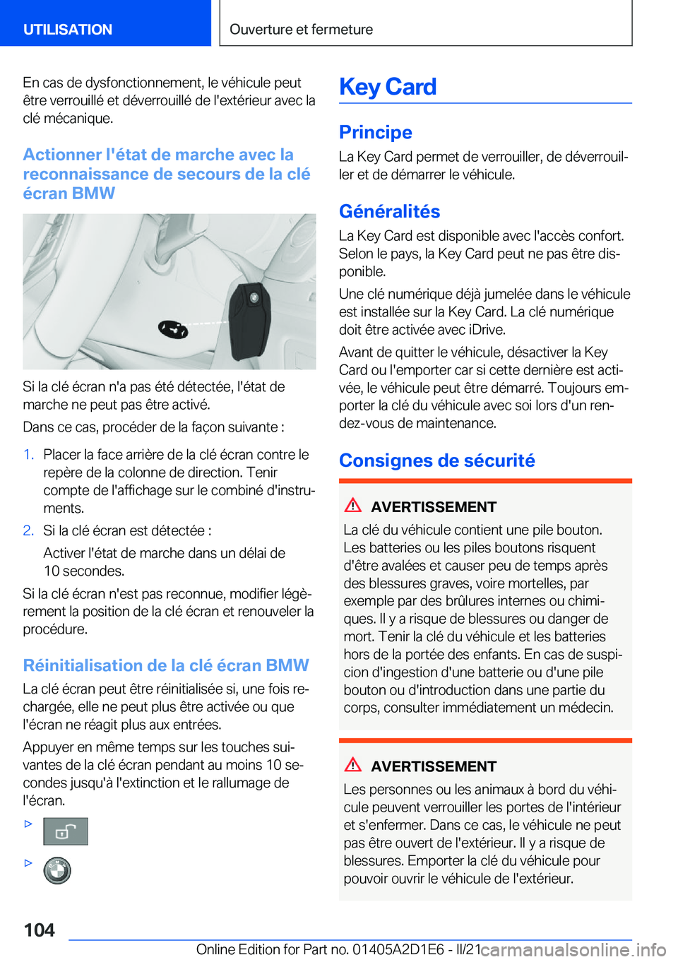 BMW X6 M 2021  Notices Demploi (in French) �E�n��c�a�s��d�e��d�y�s�f�o�n�c�t�i�o�n�n�e�m�e�n�t�,��l�e��v�é�h�i�c�u�l�e��p�e�u�t�ê�t�r�e��v�e�r�r�o�u�i�l�l�é��e�t��d�é�v�e�r�r�o�u�i�l�l�é��d�e��l�'�e�x�t�é�r�i�e�u�r��a�v�e
