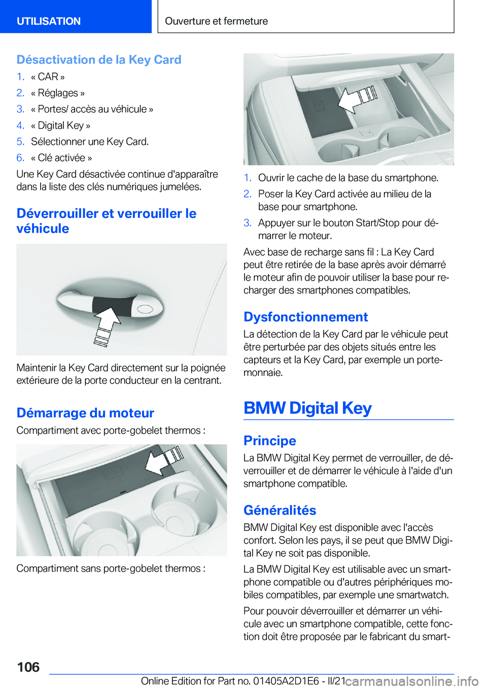 BMW X6 M 2021  Notices Demploi (in French) �D�é�s�a�c�t�i�v�a�t�i�o�n��d�e��l�a��K�e�y��C�a�r�d�1�.�k��C�A�R��{�2�.�k��R�é�g�l�a�g�e�s��{�3�.�k��P�o�r�t�e�s�/��a�c�c�è�s��a�u��v�é�h�i�c�u�l�e��{�4�.�k��D�i�g�i�t�a�l��K�e�y�