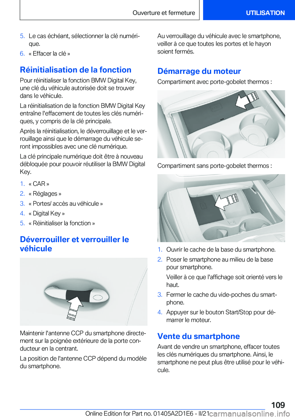 BMW X6 M 2021  Notices Demploi (in French) �5�.�L�e��c�a�s��é�c�h�é�a�n�t�,��s�é�l�e�c�t�i�o�n�n�e�r��l�a��c�l�é��n�u�m�é�r�ij
�q�u�e�.�6�.�k��E�f�f�a�c�e�r��l�a��c�l�é��{
�R�é�i�n�i�t�i�a�l�i�s�a�t�i�o�n��d�e��l�a��f�o�n�
