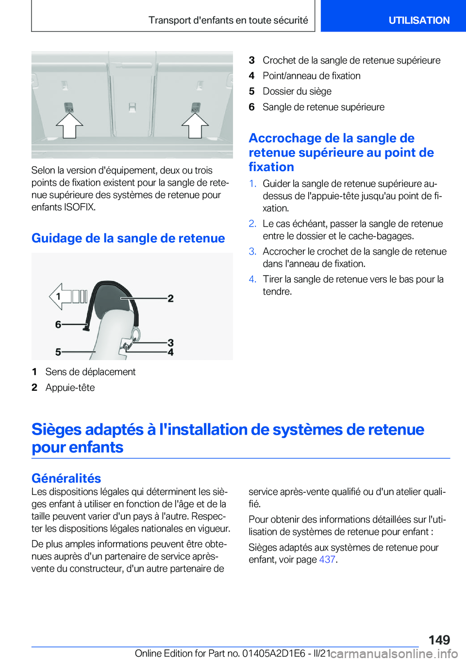 BMW X6 M 2021  Notices Demploi (in French) �S�e�l�o�n��l�a��v�e�r�s�i�o�n��d�'�é�q�u�i�p�e�m�e�n�t�,��d�e�u�x��o�u��t�r�o�i�s
�p�o�i�n�t�s��d�e��f�i�x�a�t�i�o�n��e�x�i�s�t�e�n�t��p�o�u�r��l�a��s�a�n�g�l�e��d�e��r�e�t�ej �n�
