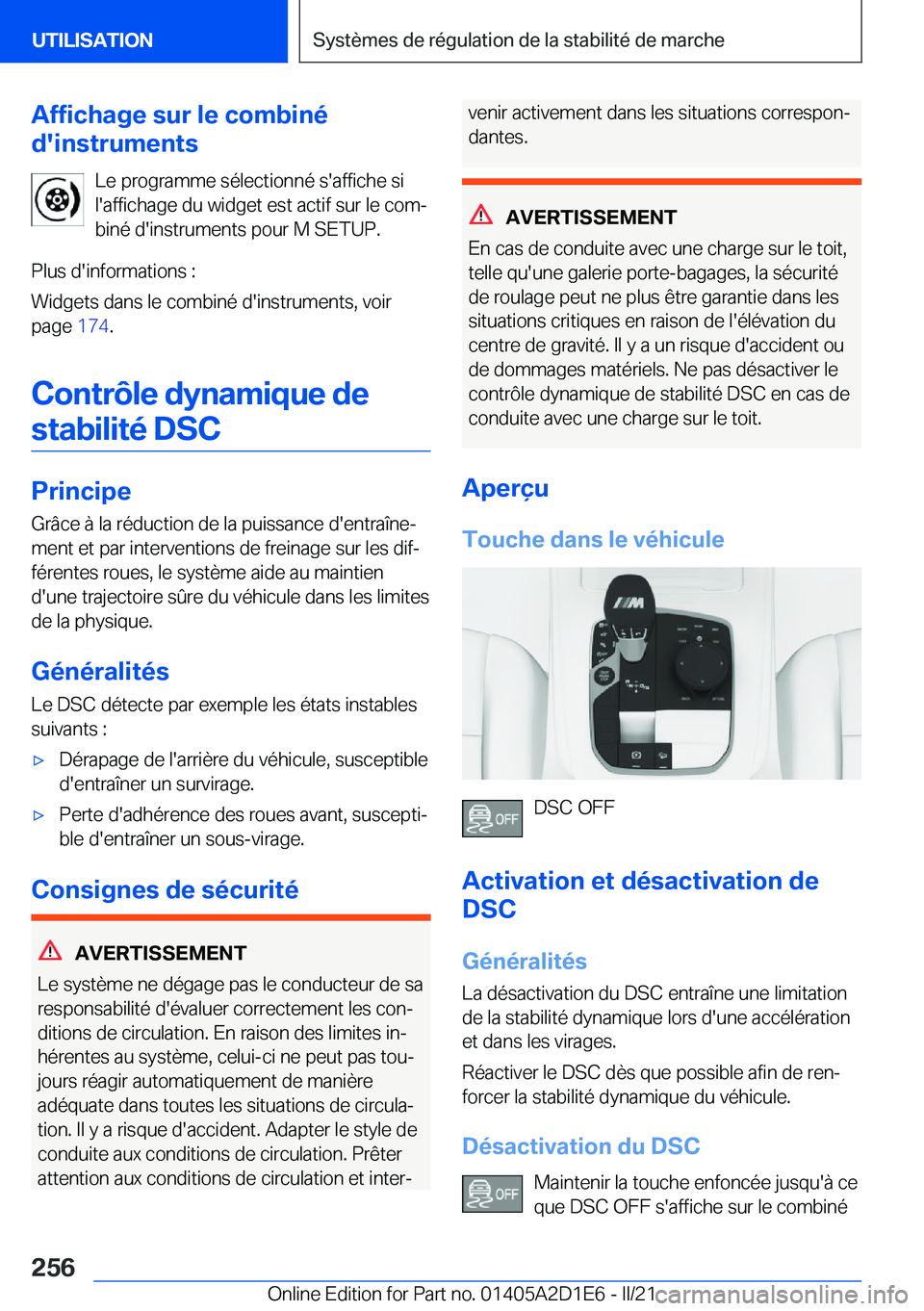 BMW X6 M 2021  Notices Demploi (in French) �A�f�f�i�c�h�a�g�e��s�u�r��l�e��c�o�m�b�i�n�é
�d�'�i�n�s�t�r�u�m�e�n�t�s
�L�e��p�r�o�g�r�a�m�m�e��s�é�l�e�c�t�i�o�n�n�é��s�'�a�f�f�i�c�h�e��s�i
�l�'�a�f�f�i�c�h�a�g�e��d�u��w�i