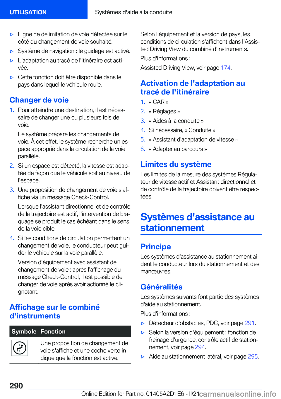 BMW X6 M 2021  Notices Demploi (in French) 'x�L�i�g�n�e��d�e��d�é�l�i�m�i�t�a�t�i�o�n��d�e��v�o�i�e��d�é�t�e�c�t�é�e��s�u�r��l�e�c�