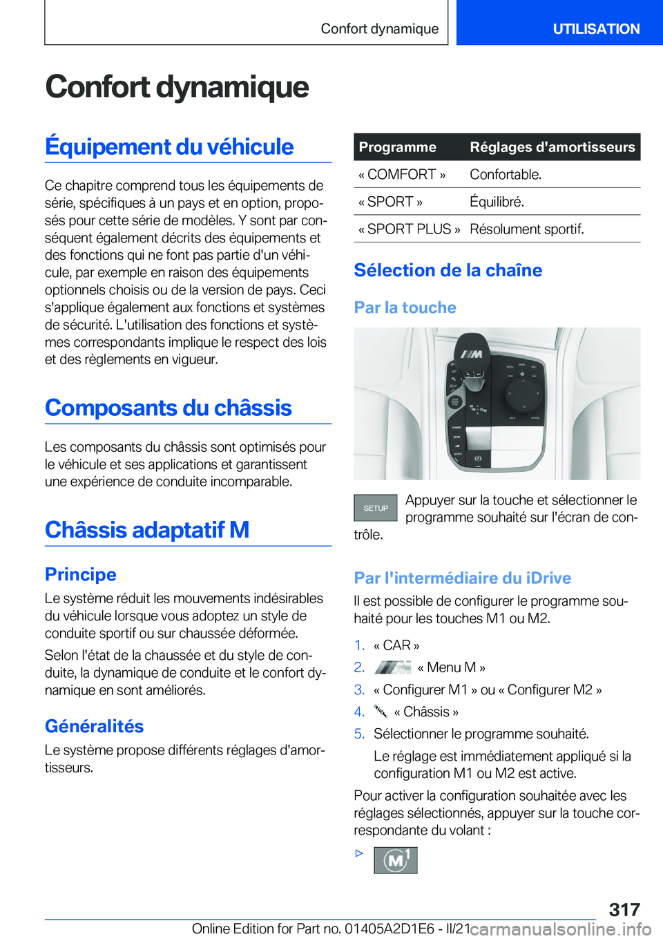 BMW X6 M 2021  Notices Demploi (in French) �C�o�n�f�o�r�t��d�y�n�a�m�i�q�u�e�