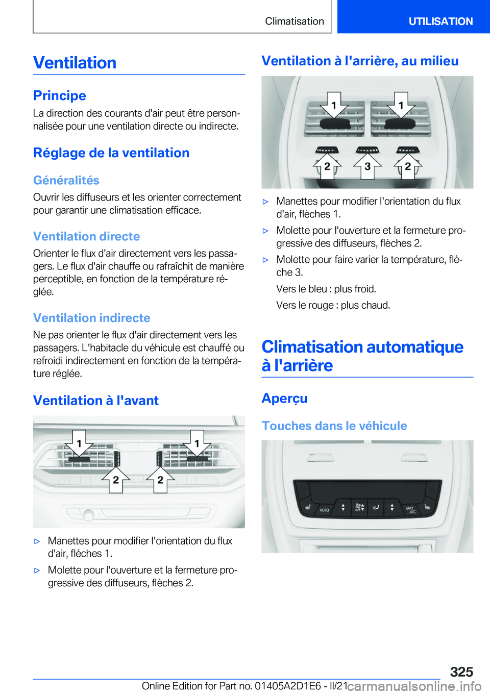 BMW X6 M 2021  Notices Demploi (in French) �V�e�n�t�i�l�a�t�i�o�n
�P�r�i�n�c�i�p�e�L�a��d�i�r�e�c�t�i�o�n��d�e�s��c�o�u�r�a�n�t�s��d�'�a�i�r��p�e�u�t��ê�t�r�e��p�e�r�s�o�nj�n�a�l�i�s�é�e��p�o�u�r��u�n�e��v�e�n�t�i�l�a�t�i�o�n�