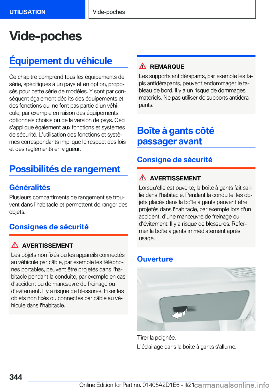 BMW X6 M 2021  Notices Demploi (in French) �V�i�d�e�-�p�o�c�h�e�s�