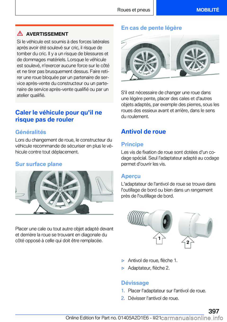 BMW X6 M 2021  Notices Demploi (in French) �A�V�E�R�T�I�S�S�E�M�E�N�T
�S�i��l�e��v�é�h�i�c�u�l�e��e�s�t��s�o�u�m�i�s��