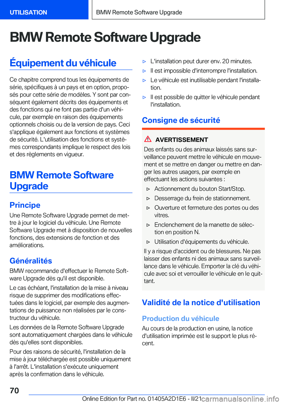BMW X6 M 2021  Notices Demploi (in French) �B�M�W��R�e�m�o�t�e��S�o�f�t�w�a�r�e��U�p�g�r�a�d�e�