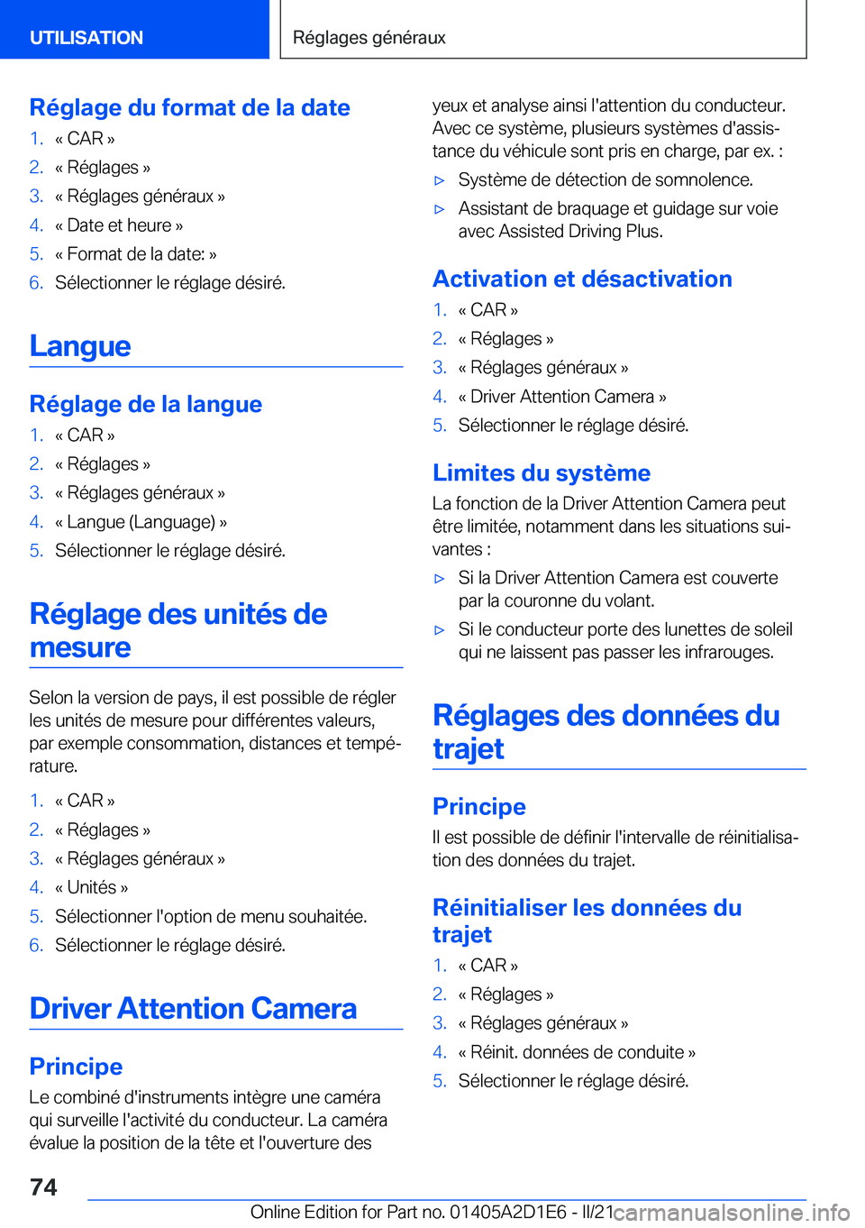 BMW X6 M 2021  Notices Demploi (in French) �R�é�g�l�a�g�e��d�u��f�o�r�m�a�t��d�e��l�a��d�a�t�e�1�.�k��C�A�R��{�2�.�k��R�é�g�l�a�g�e�s��{�3�.�k��R�é�g�l�a�g�e�s��g�é�n�é�r�a�u�x��{�4�.�k��D�a�t�e��e�t��h�e�u�r�e��{�5�.�k��