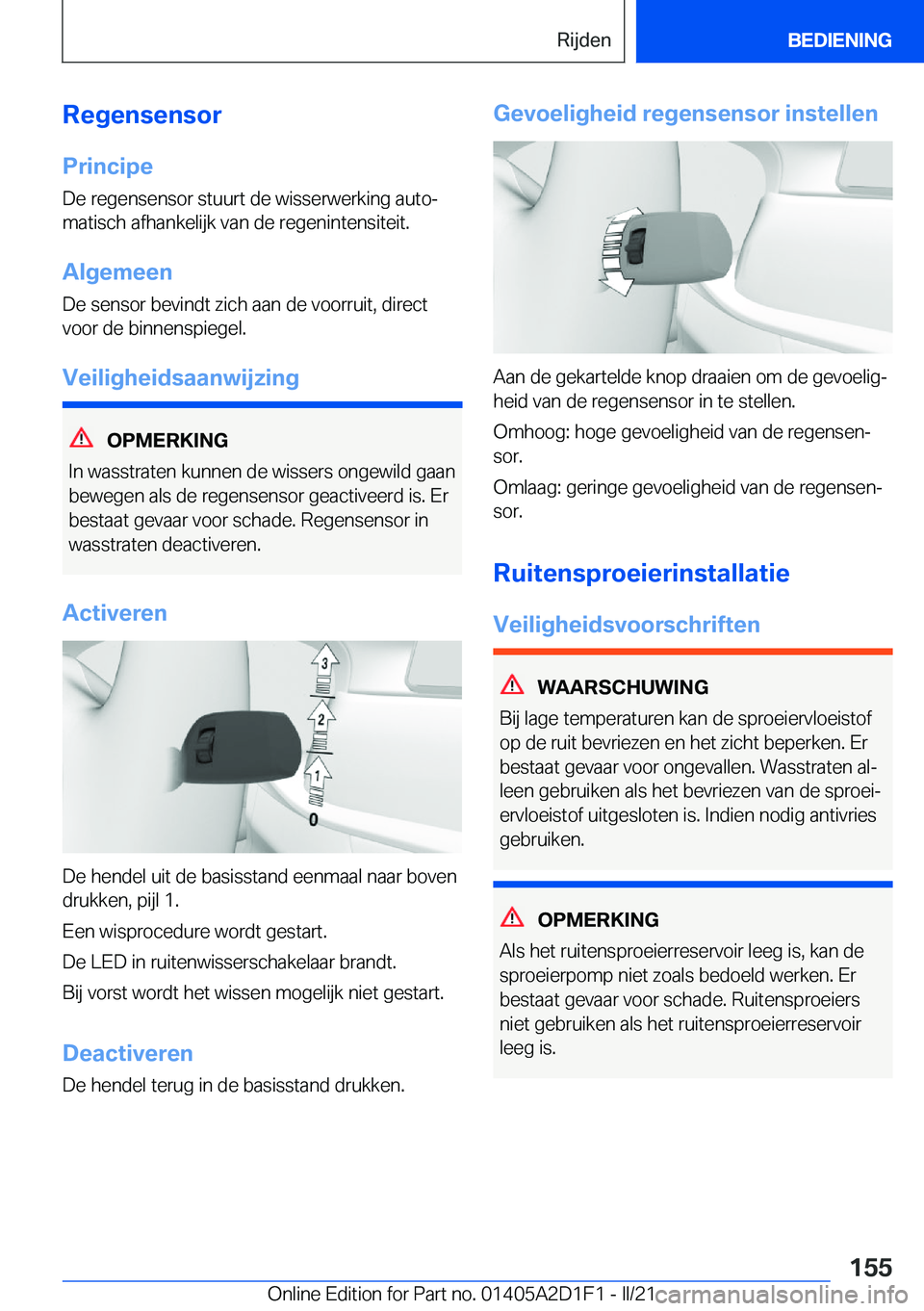 BMW X6 M 2021  Instructieboekjes (in Dutch) �R�e�g�e�n�s�e�n�s�o�r
�P�r�i�n�c�i�p�e �D�e��r�e�g�e�n�s�e�n�s�o�r��s�t�u�u�r�t��d�e��w�i�s�s�e�r�w�e�r�k�i�n�g��a�u�t�oj
�m�a�t�i�s�c�h��a�f�h�a�n�k�e�l�i�j�k��v�a�n��d�e��r�e�g�e�n�i�n�t�