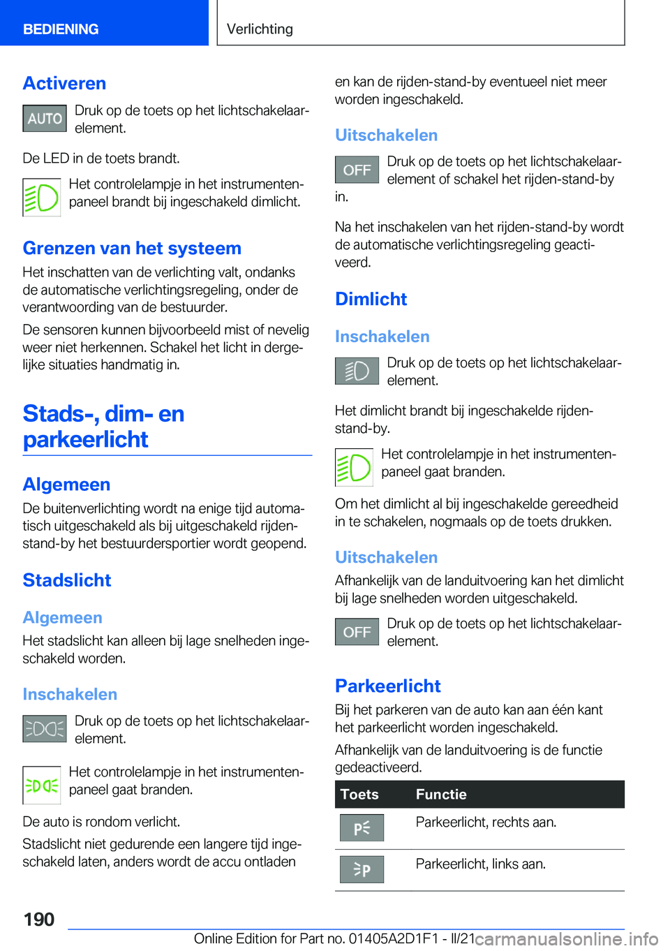 BMW X6 M 2021  Instructieboekjes (in Dutch) �A�c�t�i�v�e�r�e�n�D�r�u�k��o�p��d�e��t�o�e�t�s��o�p��h�e�t��l�i�c�h�t�s�c�h�a�k�e�l�a�a�rj
�e�l�e�m�e�n�t�.
�D�e��L�E�D��i�n��d�e��t�o�e�t�s��b�r�a�n�d�t�. �H�e�t��c�o�n�t�r�o�l�e�l�a�m�