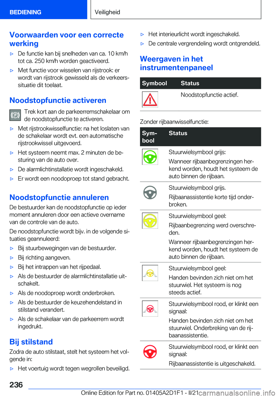 BMW X6 M 2021  Instructieboekjes (in Dutch) �V�o�o�r�w�a�a�r�d�e�n��v�o�o�r��e�e�n��c�o�r�r�e�c�t�e
�w�e�r�k�i�n�g'x�D�e��f�u�n�c�t�i�e��k�a�n��b�i�j��s�n�e�l�h�e�d�e�n��v�a�n��c�a�.��1�0��k�m�/�h
�t�o�t��c�a�.��2�5�0��k�m�/�h