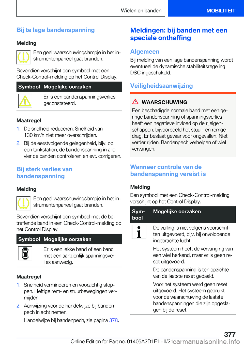 BMW X6 M 2021  Instructieboekjes (in Dutch) �B�i�j��t�e��l�a�g�e��b�a�n�d�e�n�s�p�a�n�n�i�n�g�M�e�l�d�i�n�g �E�e�n��g�e�e�l��w�a�a�r�s�c�h�u�w�i�n�g�s�l�a�m�p�j�e��i�n��h�e�t��i�nj
�s�t�r�u�m�e�n�t�e�n�p�a�n�e�e�l��g�a�a�t��b�r�a�n�d