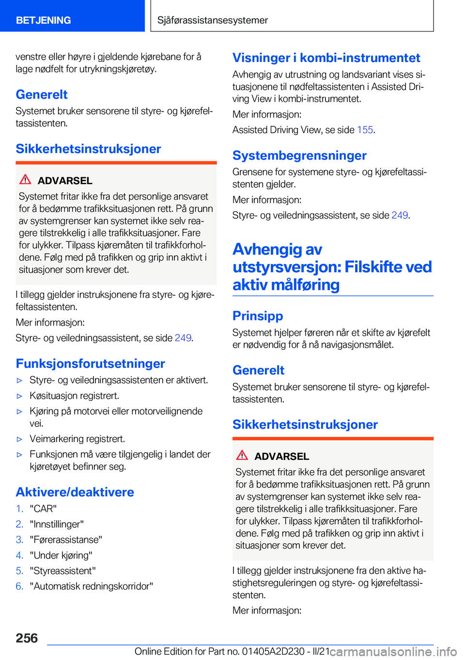 BMW X6 M 2021  InstruksjonsbØker (in Norwegian) �v�e�n�s�t�r�e��e�l�l�e�r��h�
