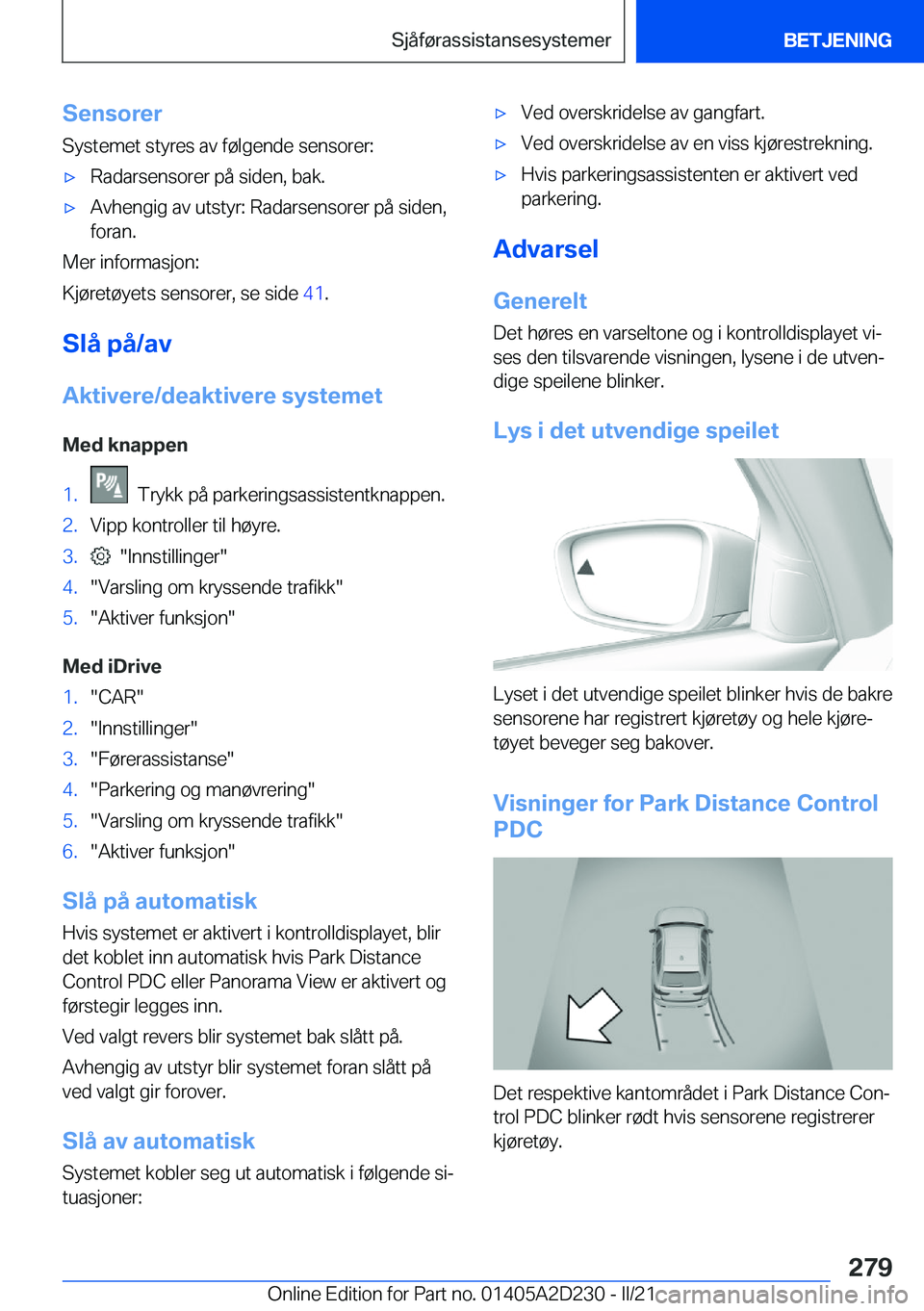 BMW X6 M 2021  InstruksjonsbØker (in Norwegian) �S�e�n�s�o�r�e�r�S�y�s�t�e�m�e�t��s�t�y�r�e�s��a�v��f�
