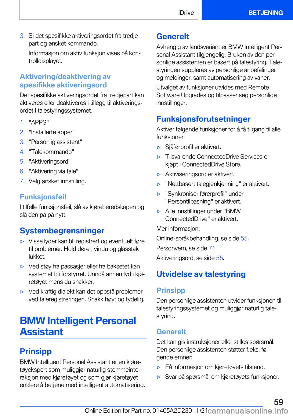 BMW X6 M 2021  InstruksjonsbØker (in Norwegian) �3�.�S�i��d�e�t��s�p�e�s�i�f�i�k�k�e��a�k�t�i�v�e�r�i�n�g�s�o�r�d�e�t��f�r�a��t�r�e�d�j�ej�p�a�r�t��o�g��