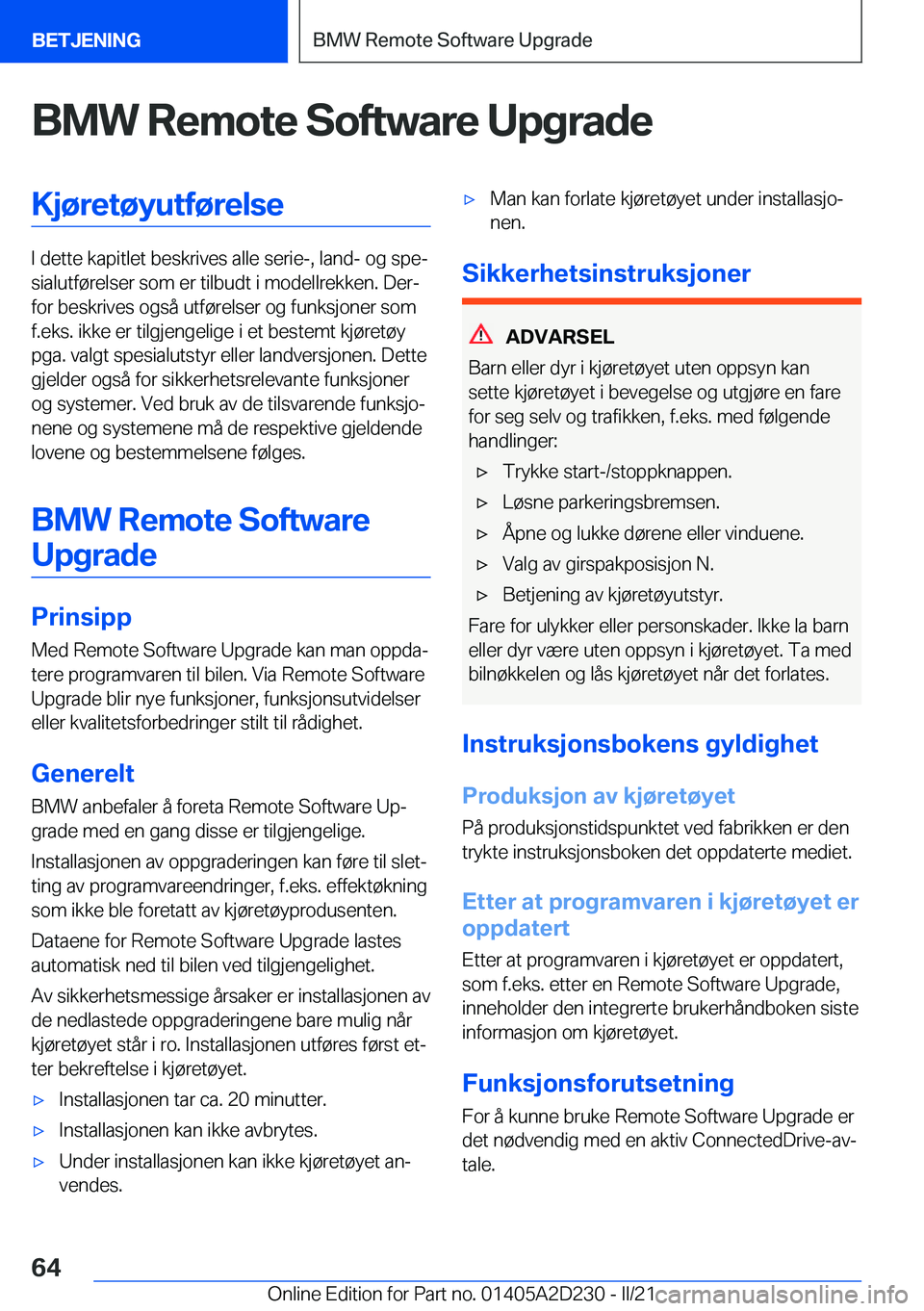 BMW X6 M 2021  InstruksjonsbØker (in Norwegian) �B�M�W��R�e�m�o�t�e��S�o�f�t�w�a�r�e��U�p�g�r�a�d�e�K�j�