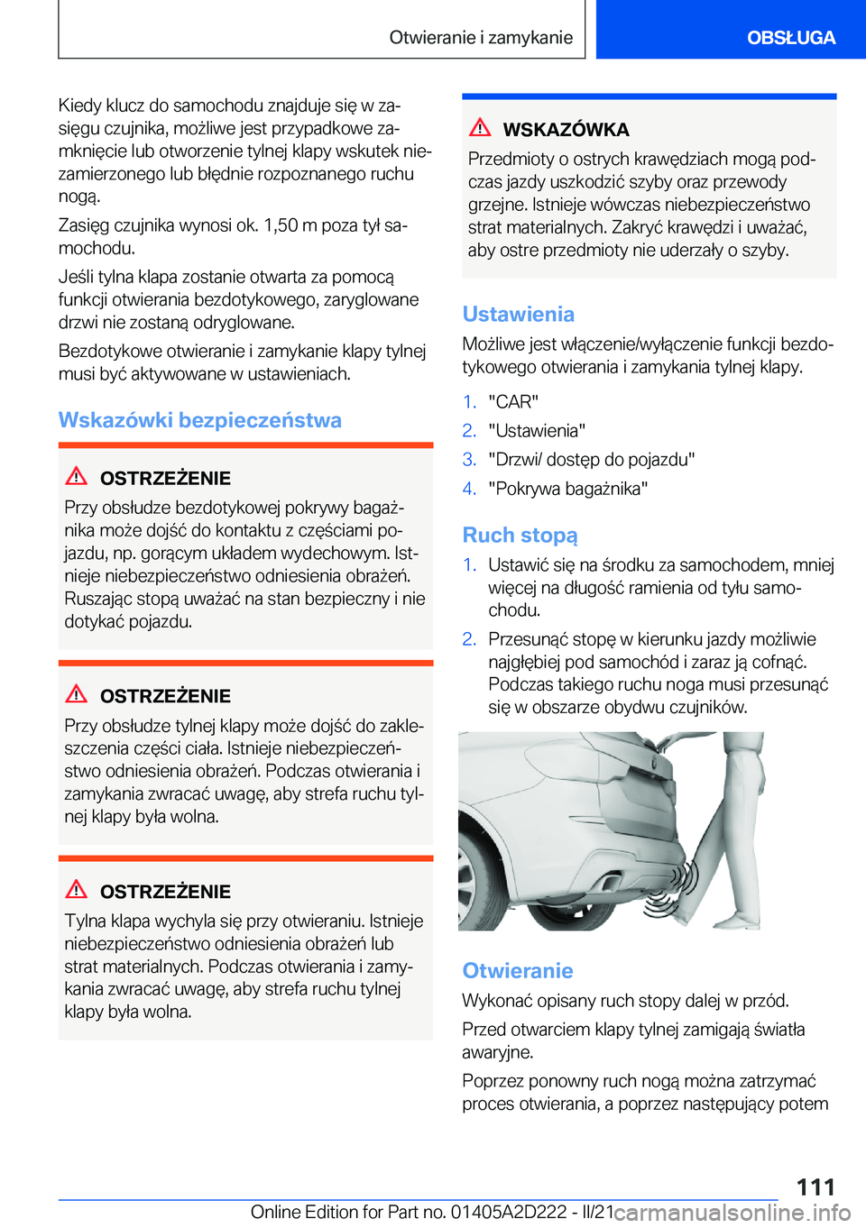 BMW X6 M 2021  Instrukcja obsługi (in Polish) �K�i�e�d�y��k�l�u�c�z��d�o��s�a�m�o�c�h�o�d�u��z�n�a�j�d�u�j�e��s�i�