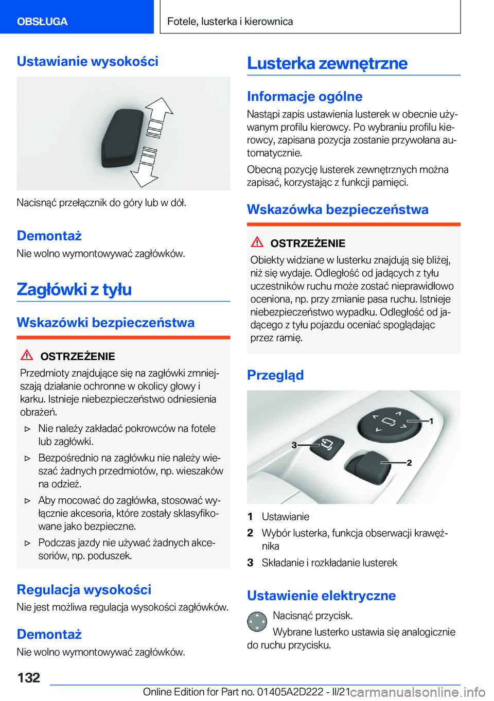 BMW X6 M 2021  Instrukcja obsługi (in Polish) �U�s�t�a�w�i�a�n�i�e��w�y�s�o�k�o�c�i
�N�a�c�i�s�n�