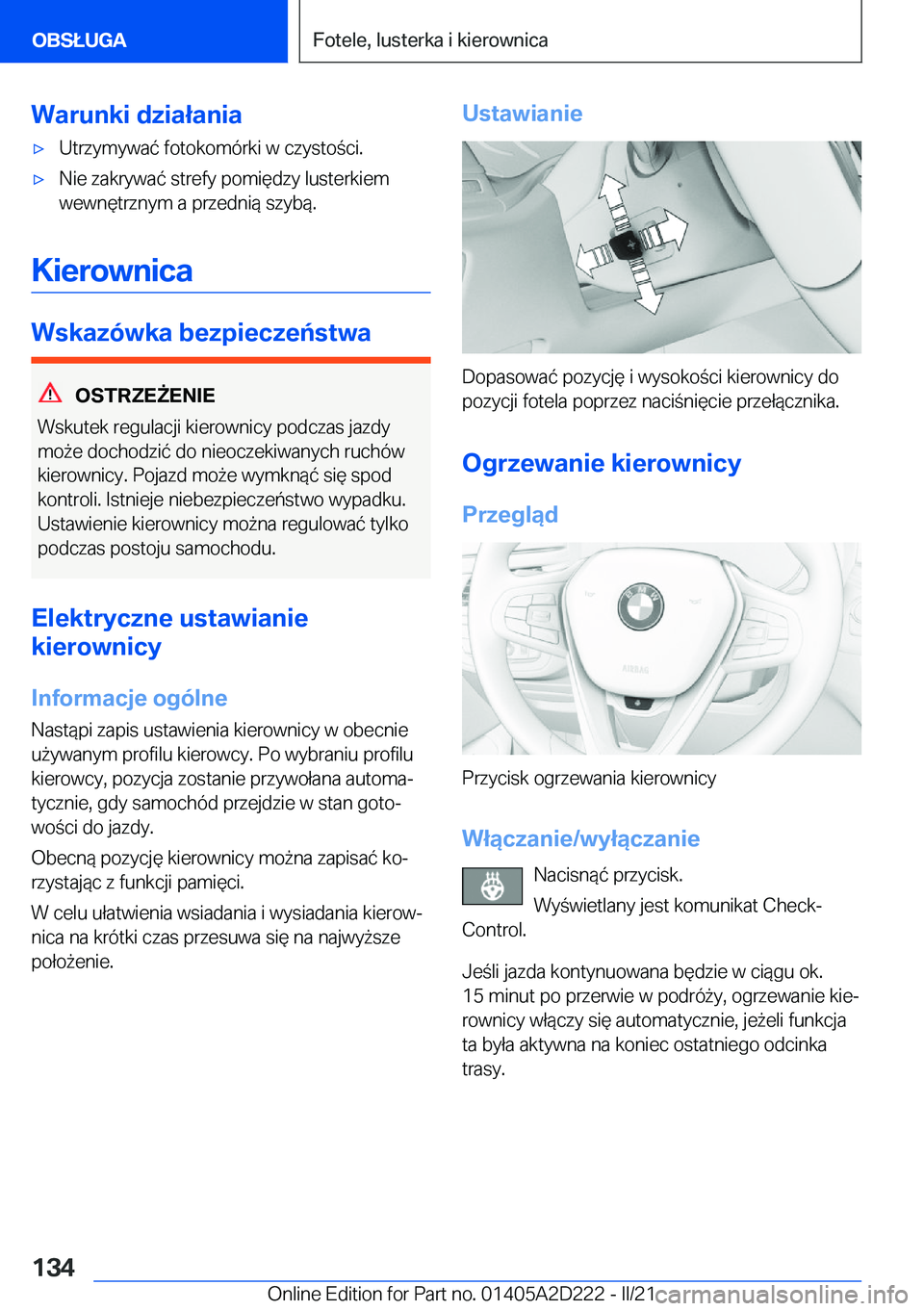 BMW X6 M 2021  Instrukcja obsługi (in Polish) �W�a�r�u�n�k�i��d�z�i�a�ł�a�n�i�a'x�U�t�r�z�y�m�y�w�a�