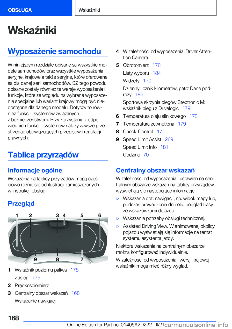 BMW X6 M 2021  Instrukcja obsługi (in Polish) �W�s�k�a7�n�i�k�i�W�y�p�o�s�a9�e�n�i�e��s�a�m�o�c�h�o�d�u
�W��n�i�n�i�e�j�s�z�y�m��r�o�z�d�z�i�a�l�e��o�p�i�s�a�n�e��s�