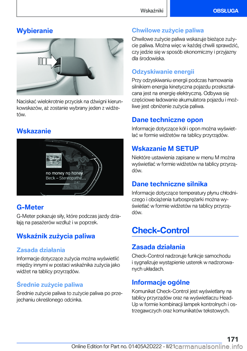 BMW X6 M 2021  Instrukcja obsługi (in Polish) �W�y�b�i�e�r�a�n�i�e
�N�a�c�i�s�k�a�