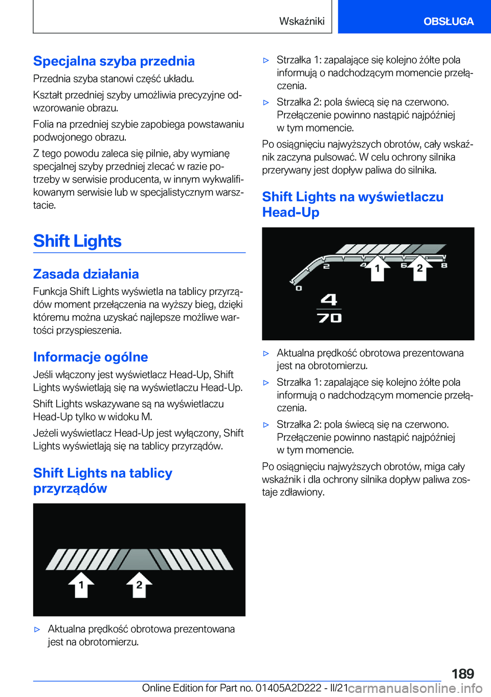 BMW X6 M 2021  Instrukcja obsługi (in Polish) �S�p�e�c�j�a�l�n�a��s�z�y�b�a��p�r�z�e�d�n�i�a�P�r�z�e�d�n�i�a��s�z�y�b�a��s�t�a�n�o�w�i��c�z�