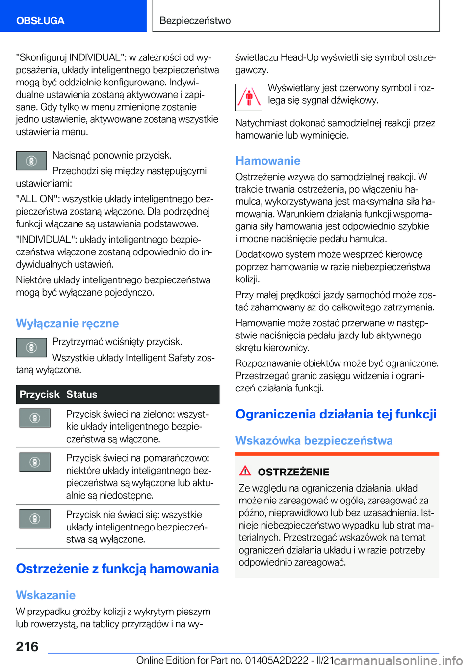 BMW X6 M 2021  Instrukcja obsługi (in Polish) ��S�k�o�n�f�i�g�u�r�u�j��I�N�D�I�V�I�D�U�A�L��:��w��z�a�l�e9�n�o�c�i��o�d��w�yj
�p�o�s�a9�e�n�i�a�,��u�k�ł�a�d�y��i�n�t�e�l�i�g�e�n�t�n�e�g�o��b�e�z�p�i�e�c�z�e�