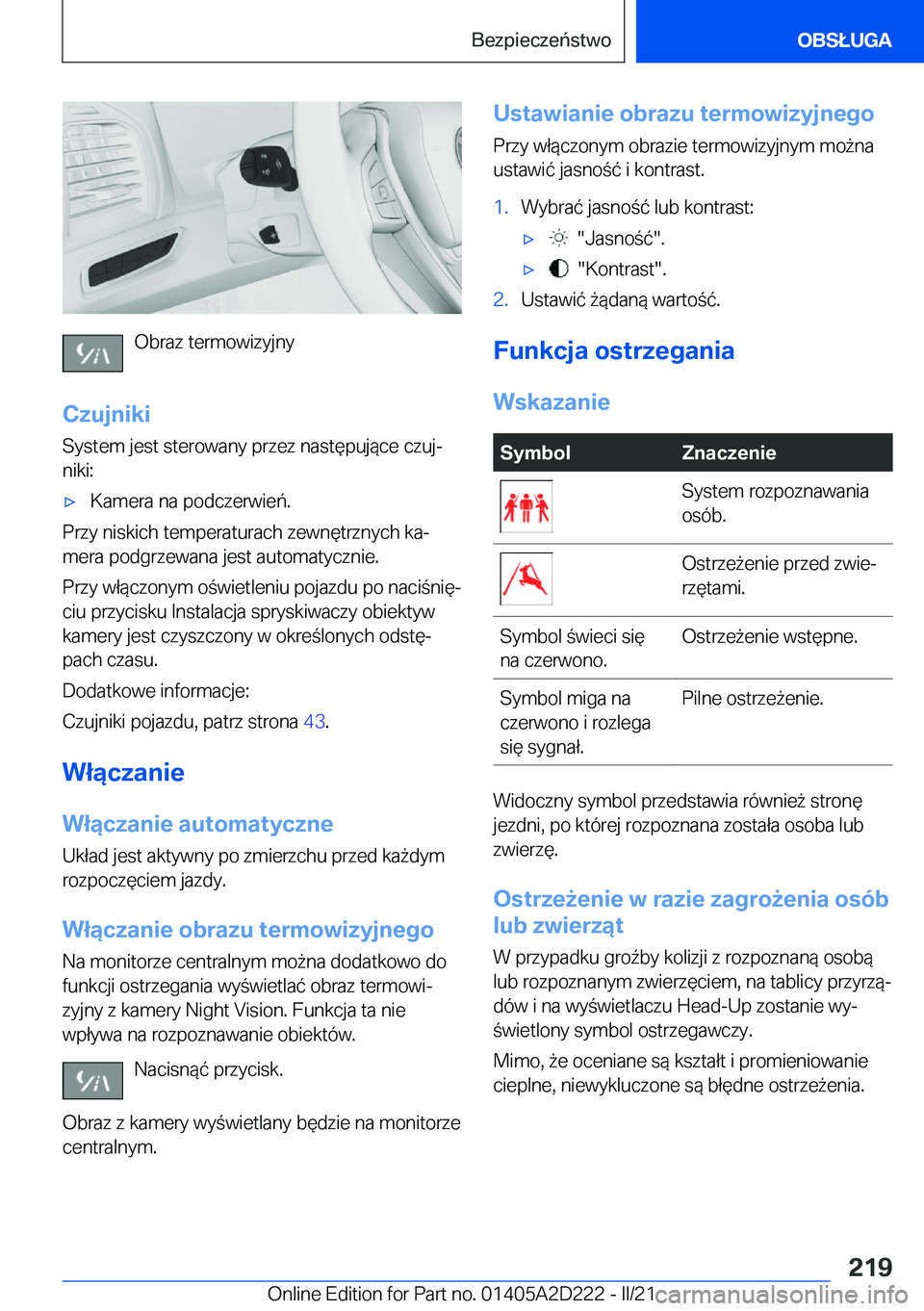 BMW X6 M 2021  Instrukcja obsługi (in Polish) �O�b�r�a�z��t�e�r�m�o�w�i�z�y�j�n�y
�C�z�u�j�n�i�k�i
�S�y�s�t�e�m��j�e�s�t��s�t�e�r�o�w�a�n�y��p�r�z�e�z��n�a�s�t�