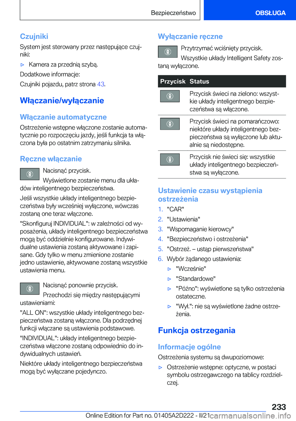 BMW X6 M 2021  Instrukcja obsługi (in Polish) �C�z�u�j�n�i�k�i
�S�y�s�t�e�m��j�e�s�t��s�t�e�r�o�w�a�n�y��p�r�z�e�z��n�a�s�t�