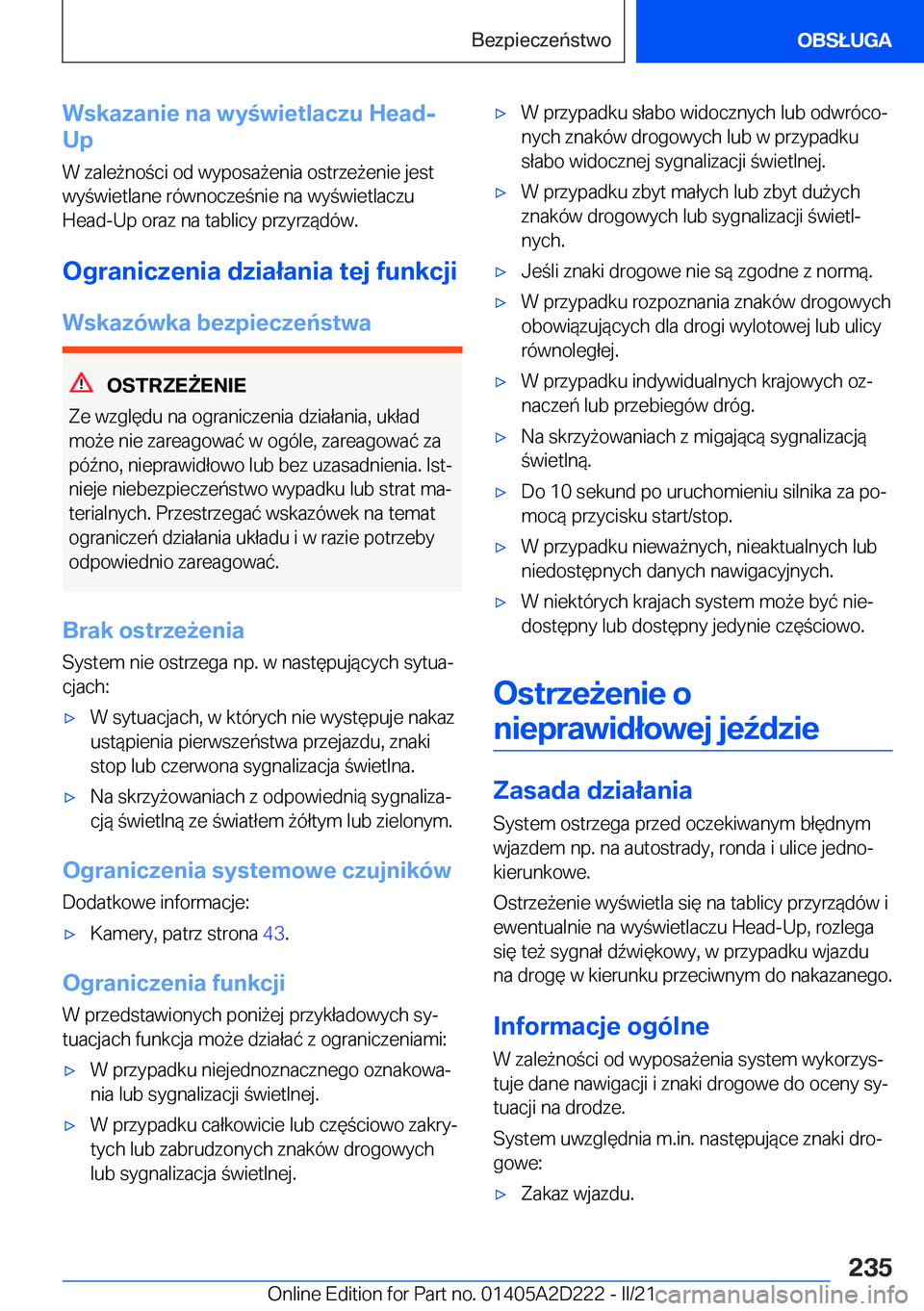 BMW X6 M 2021  Instrukcja obsługi (in Polish) �W�s�k�a�z�a�n�i�e��n�a��w�y�w�i�e�t�l�a�c�z�u��H�e�a�d�-
�U�p
�W��z�a�l�e9�n�o�c�i��o�d��w�y�p�o�s�a9�e�n�i�a��o�s�t�r�z�e9�e�n�i�e��j�e�s�t
�w�y�w�i�e�t�l�a�n�e��r�
