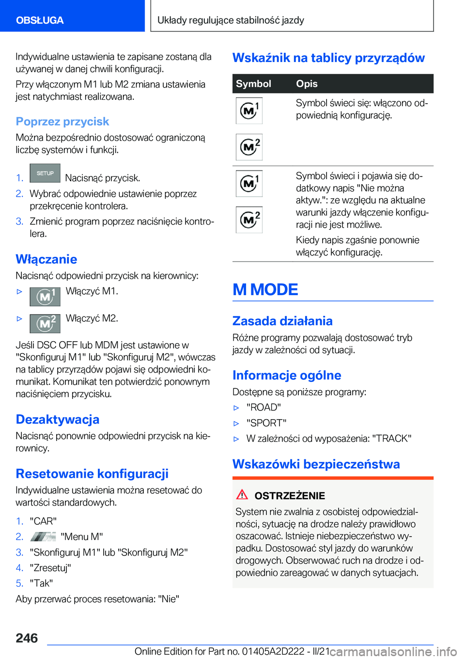 BMW X6 M 2021  Instrukcja obsługi (in Polish) �I�n�d�y�w�i�d�u�a�l�n�e��u�s�t�a�w�i�e�n�i�a��t�e��z�a�p�i�s�a�n�e��z�o�s�t�a�n�