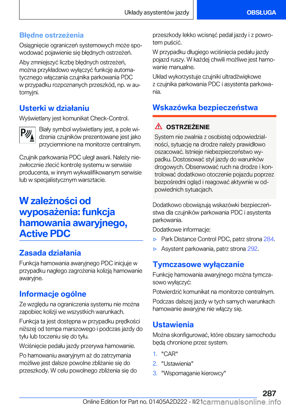 BMW X6 M 2021  Instrukcja obsługi (in Polish) �B�ł�