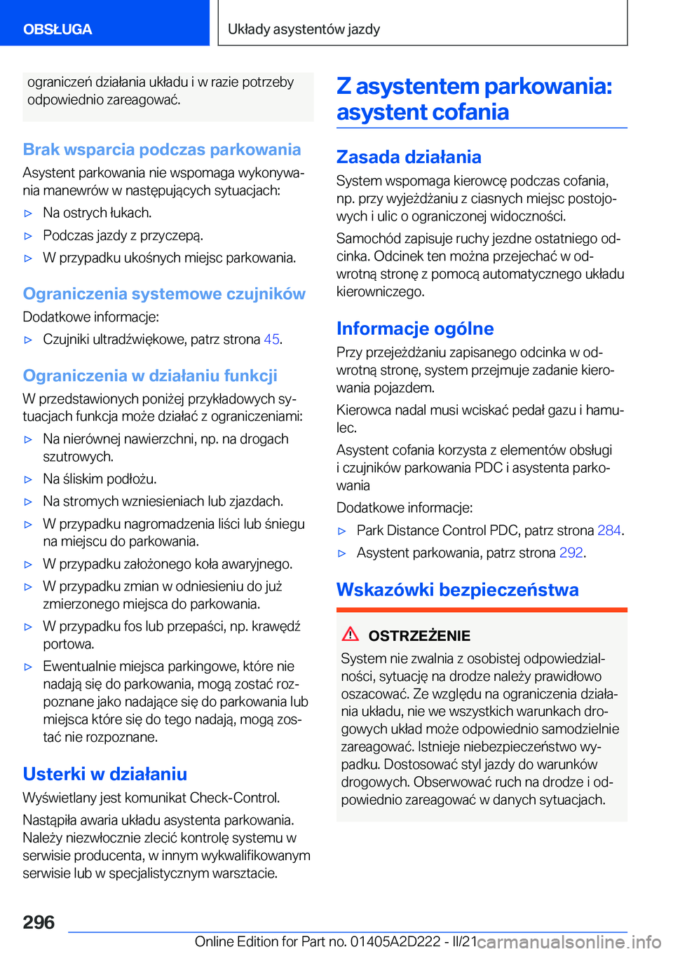BMW X6 M 2021  Instrukcja obsługi (in Polish) �o�g�r�a�n�i�c�z�e�