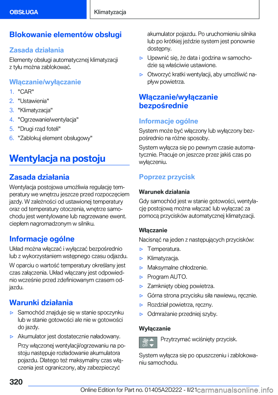BMW X6 M 2021  Instrukcja obsługi (in Polish) �B�l�o�k�o�w�a�n�i�e��e�l�e�m�e�n�t�