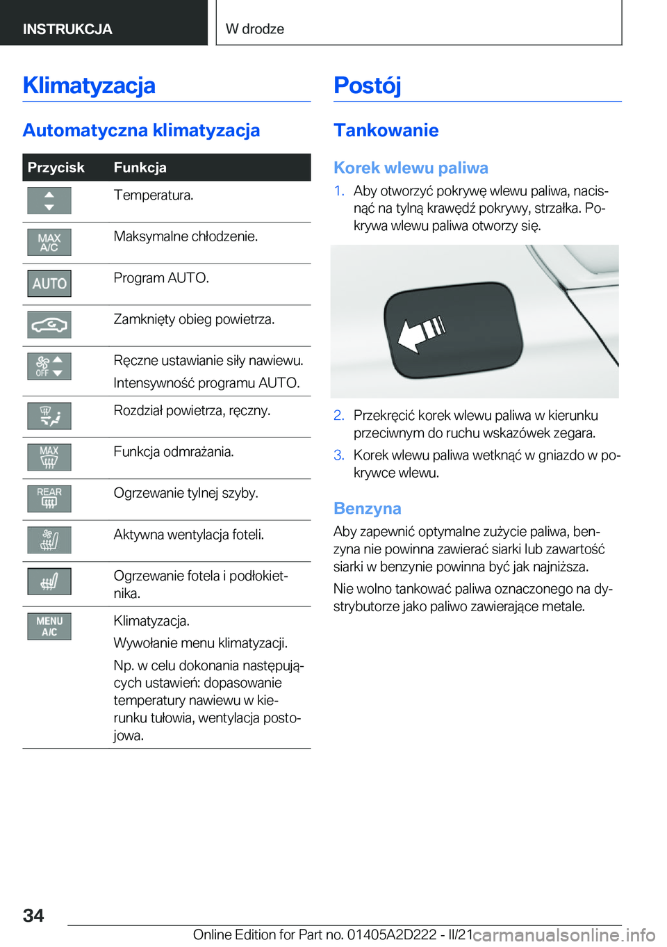 BMW X6 M 2021  Instrukcja obsługi (in Polish) �K�l�i�m�a�t�y�z�a�c�j�a
�A�u�t�o�m�a�t�y�c�z�n�a��k�l�i�m�a�t�y�z�a�c�j�a
�P�r�z�y�c�i�s�k�F�u�n�k�c�j�a�T�e�m�p�e�r�a�t�u�r�a�.�M�a�k�s�y�m�a�l�n�e��c�h�ł�o�d�z�e�n�i�e�.�P�r�o�g�r�a�m��A�U�T�O�