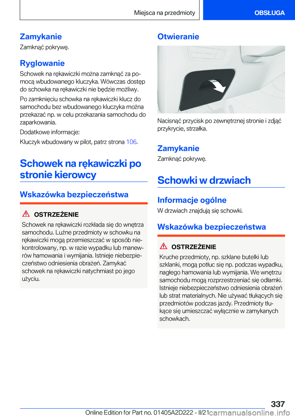 BMW X6 M 2021  Instrukcja obsługi (in Polish) �Z�a�m�y�k�a�n�i�e
�Z�a�m�k�n�