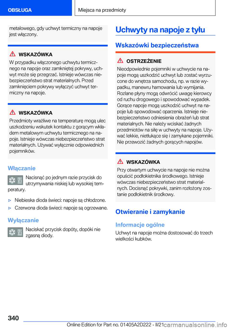 BMW X6 M 2021  Instrukcja obsługi (in Polish) �m�e�t�a�l�o�w�e�g�o�,��g�d�y��u�c�h�w�y�t��t�e�r�m�i�c�z�n�y��n�a��n�a�p�o�j�e
�j�e�s�t��w�ł�