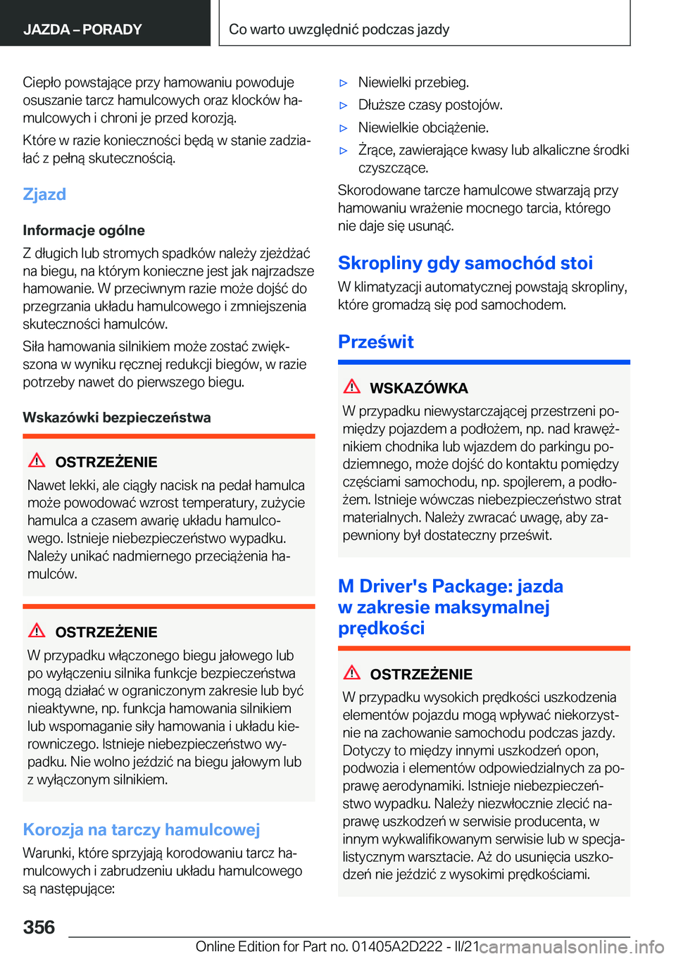 BMW X6 M 2021  Instrukcja obsługi (in Polish) �C�i�e�p�ł�o��p�o�w�s�t�a�j�