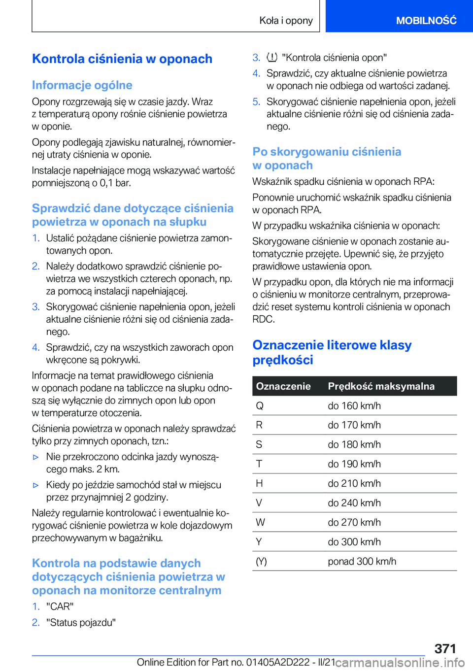 BMW X6 M 2021  Instrukcja obsługi (in Polish) �K�o�n�t�r�o�l�a��c�i�n�i�e�n�i�a��w��o�p�o�n�a�c�h�I�n�f�o�r�m�a�c�j�e��o�g�