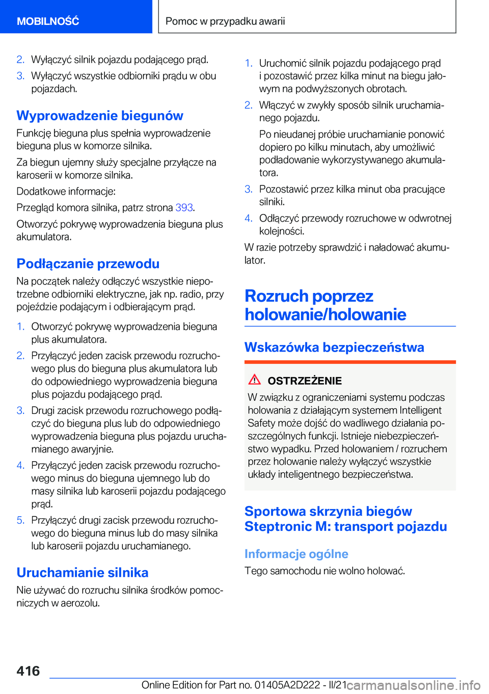 BMW X6 M 2021  Instrukcja obsługi (in Polish) �2�.�W�y�ł�