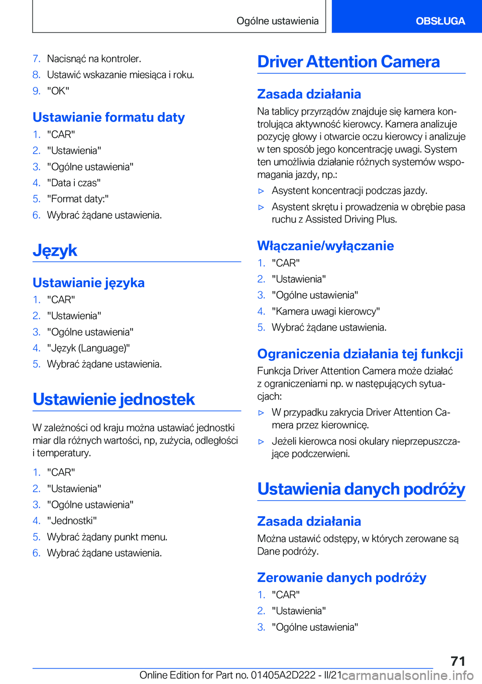 BMW X6 M 2021  Instrukcja obsługi (in Polish) �7�.�N�a�c�i�s�n�