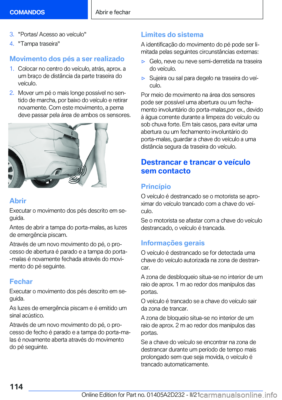 BMW X6 M 2021  Manual do condutor (in Portuguese) �3�.��P�o�r�t�a�s�/��A�c�e�s�s�o��a�o��v�e�