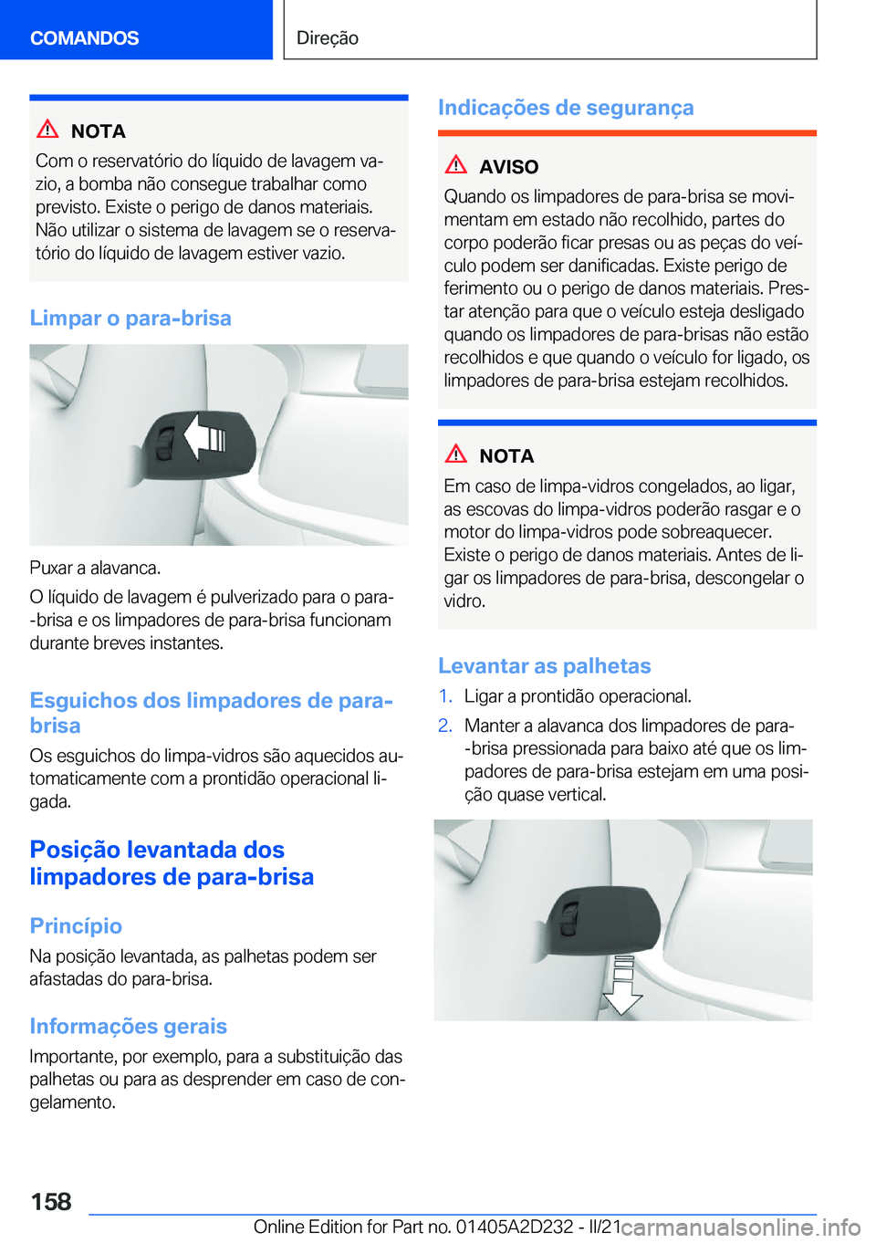 BMW X6 M 2021  Manual do condutor (in Portuguese) �N�O�T�A
�C�o�m��o��r�e�s�e�r�v�a�t�ó�r�i�o��d�o��l�