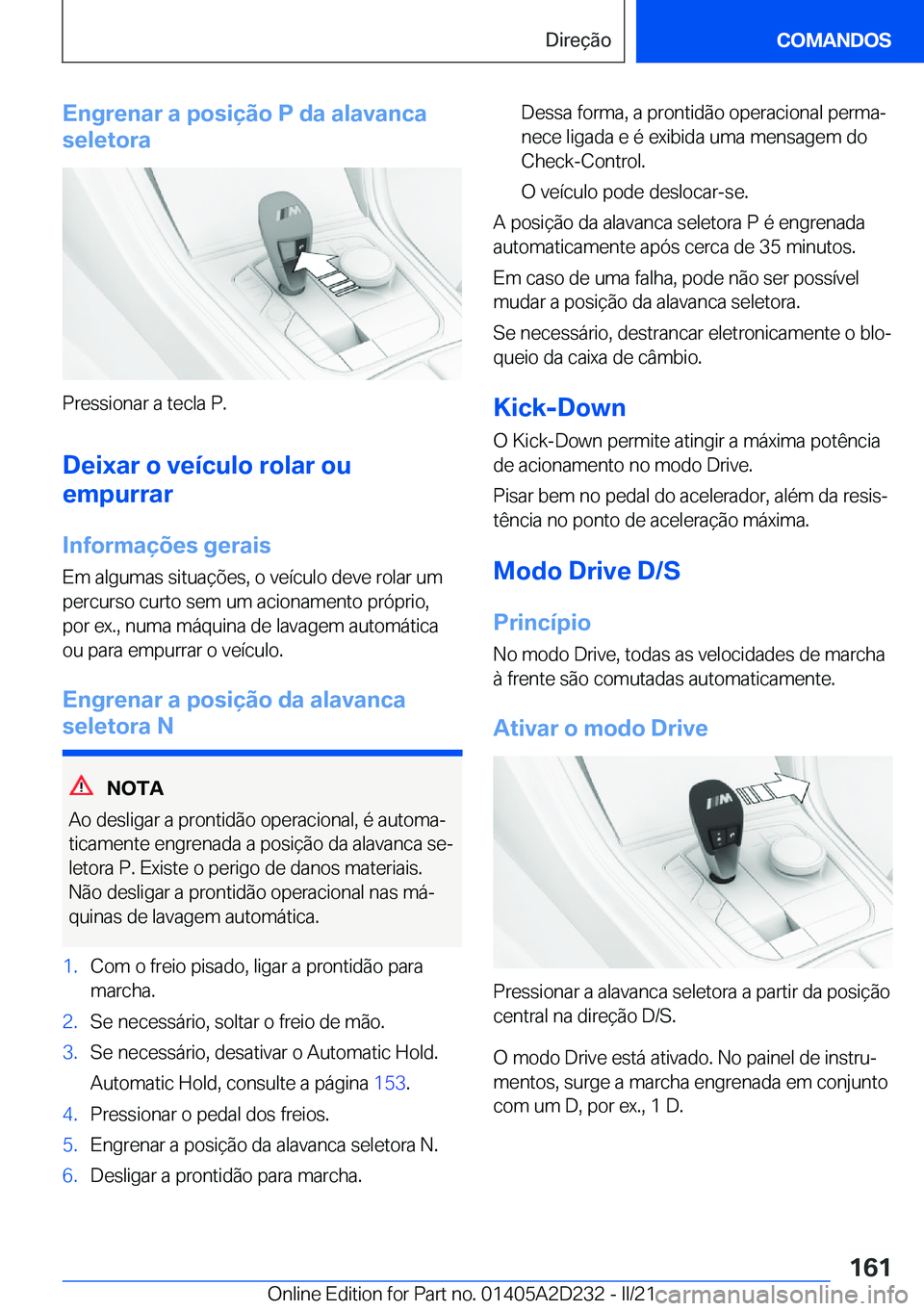 BMW X6 M 2021  Manual do condutor (in Portuguese) �E�n�g�r�e�n�a�r��a��p�o�s�i�
