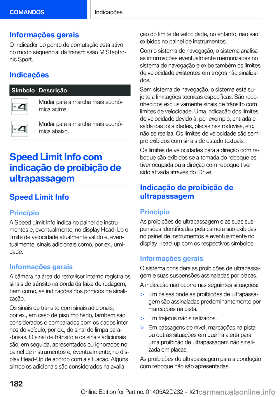 BMW X6 M 2021  Manual do condutor (in Portuguese) �I�n�f�o�r�m�a�
