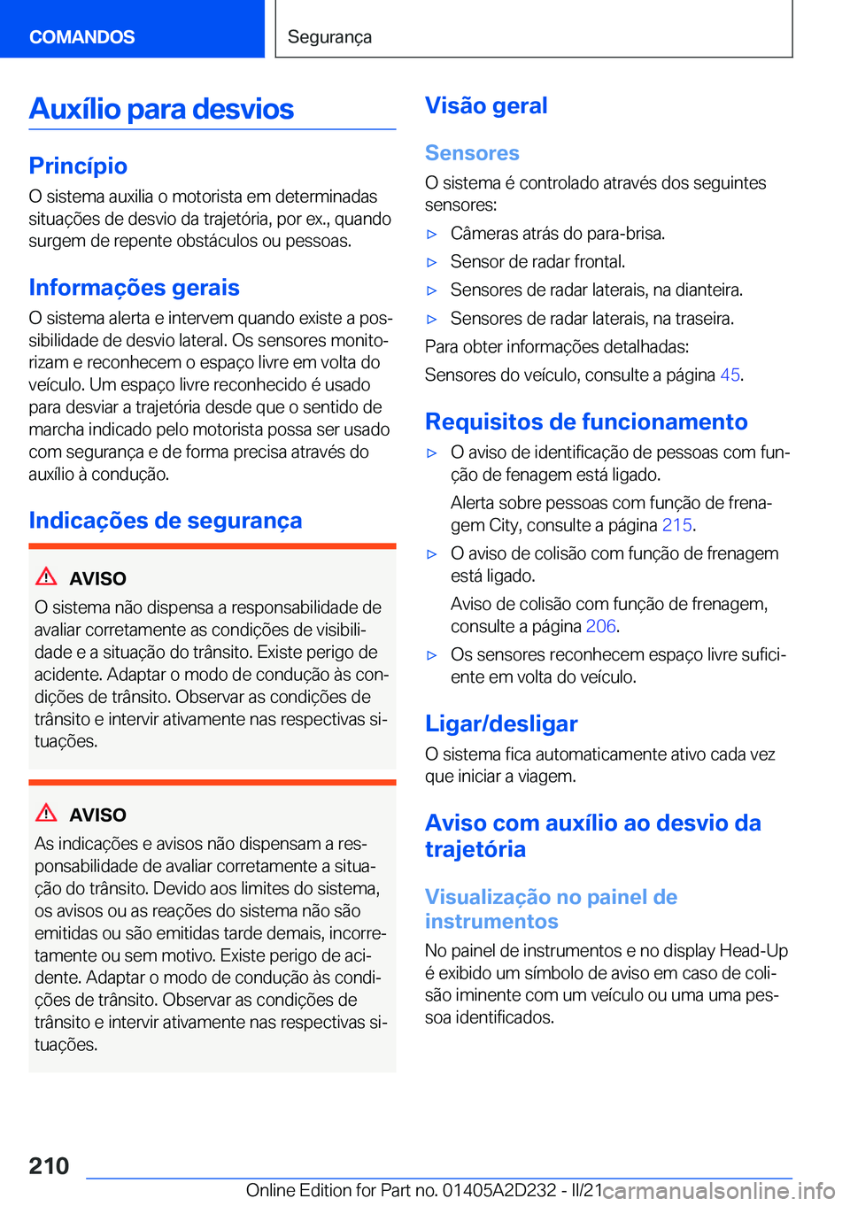 BMW X6 M 2021  Manual do condutor (in Portuguese) �A�u�x�