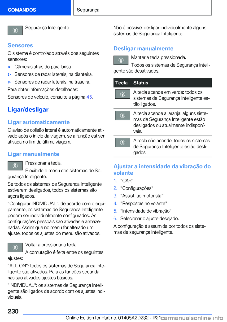 BMW X6 M 2021  Manual do condutor (in Portuguese) �S�e�g�u�r�a�n�
